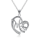 Mother's Day Gift! I Love You To The Moon & Back Austrian Elements Necklace in 14K White Gold ITALY Made