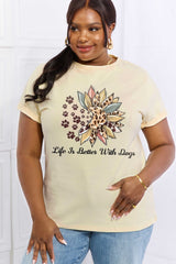 Simply Love Full Size LIFE IS BETTER WITH DOGS Graphic Cotton Tee