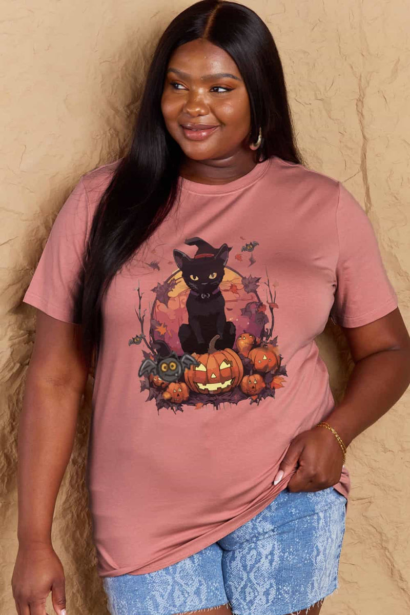 Simply Love Full Size Halloween Theme White Graphic T-Shirt