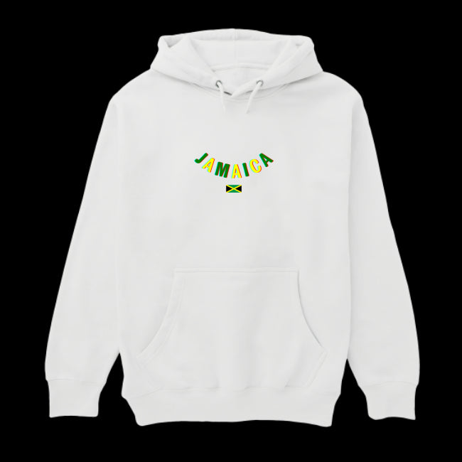 White Hoodie - Jamaica Flag - Warm and Comfortable